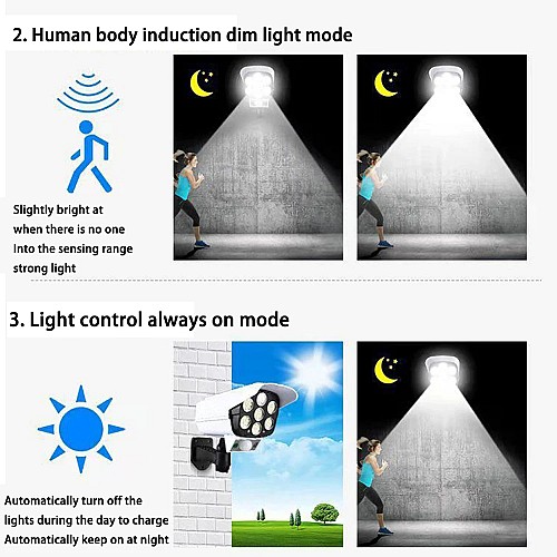 اضواء في شكل كاميرا مراقبة 💡📷🌞تعمل بالطاقة الشمسية مزودة بمستشعر حركة وإضاءة مقاومة للماء