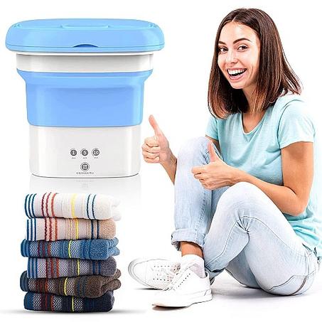 آلة غسيل قابلة للطي - لون أزرق 🌀👖