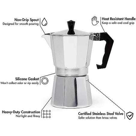 ماكينة صنع القهوة موكا لـ 6 أكواب مع غلاية للشاي والقهوة الإسبريسو ☕🔥