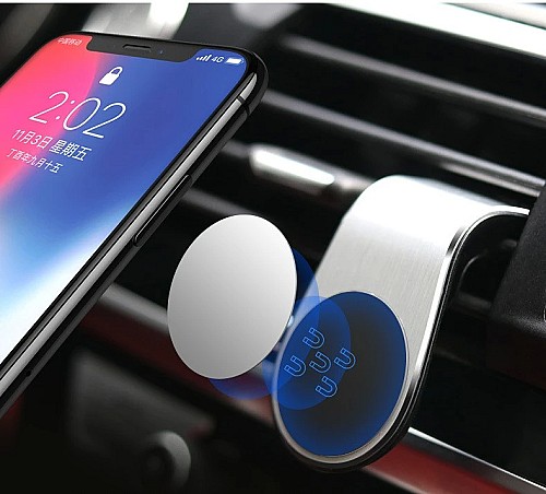 حامل هاتف📱🚗🧲 مغناطيسي من النوع L في مشبك الهاتف الذكي للسيارة