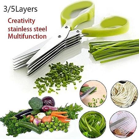 مقص متعدد الطبقات للمطبخ، مقص بصل وخضار من الستانلس ستيل🥦🔪