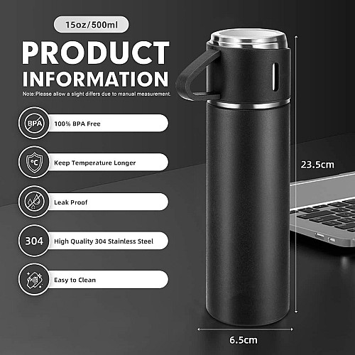 💼🔋 طقم فلاش فاكيوم - 3 كوب - 500 مللى 💧🥤