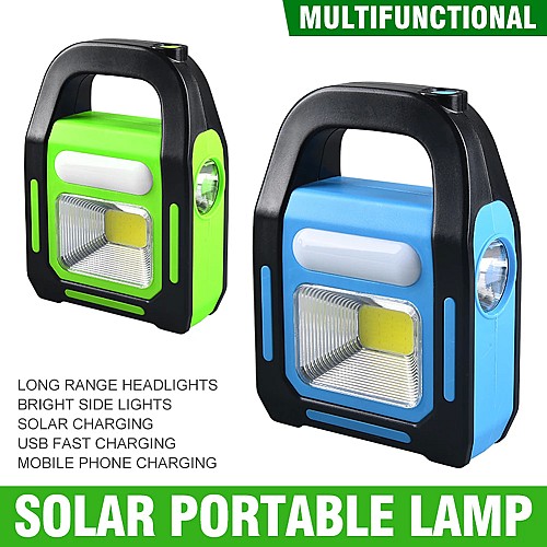 مصباح يدوي بمصباح COB LED يعمل بالطاقة الشمسية، متعدد الوظائف ومقاوم للماء 🌞💡🔦