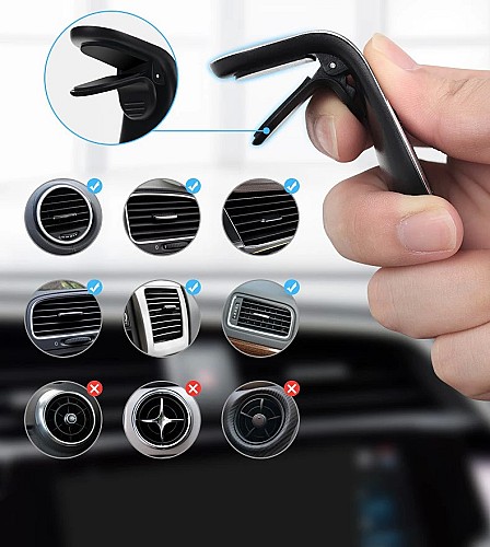 حامل هاتف📱🚗🧲 مغناطيسي من النوع L في مشبك الهاتف الذكي للسيارة