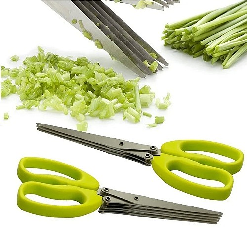 مقص متعدد الطبقات للمطبخ، مقص بصل وخضار من الستانلس ستيل🥦🔪