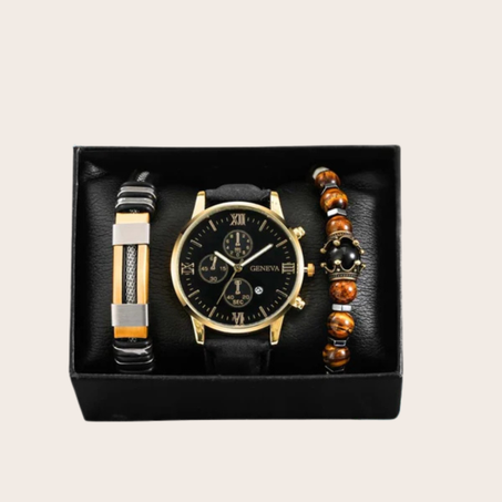 ساعة يد رجالية أنيقة مع سوار فاخر