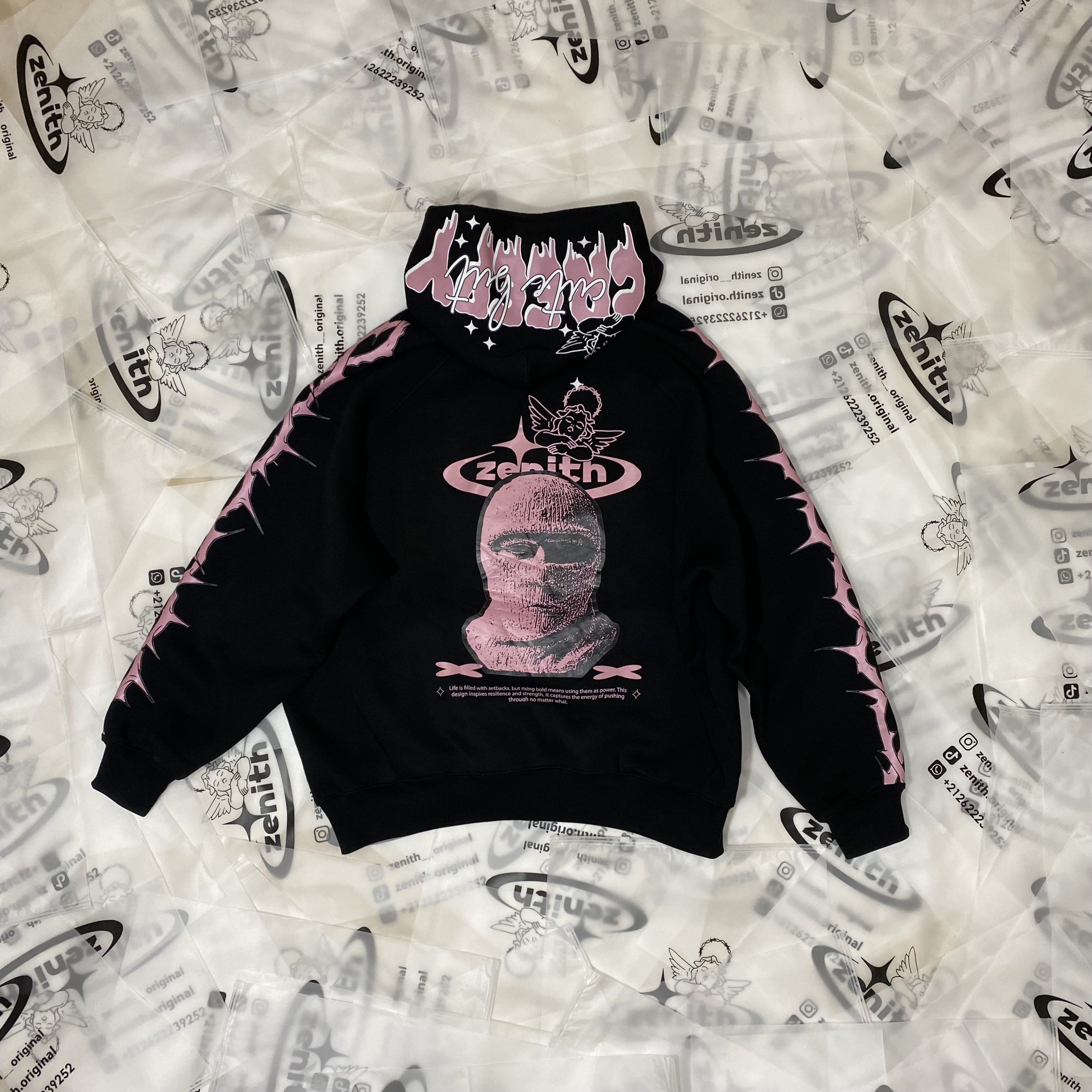 Hoodie Zenith – Black/Pink