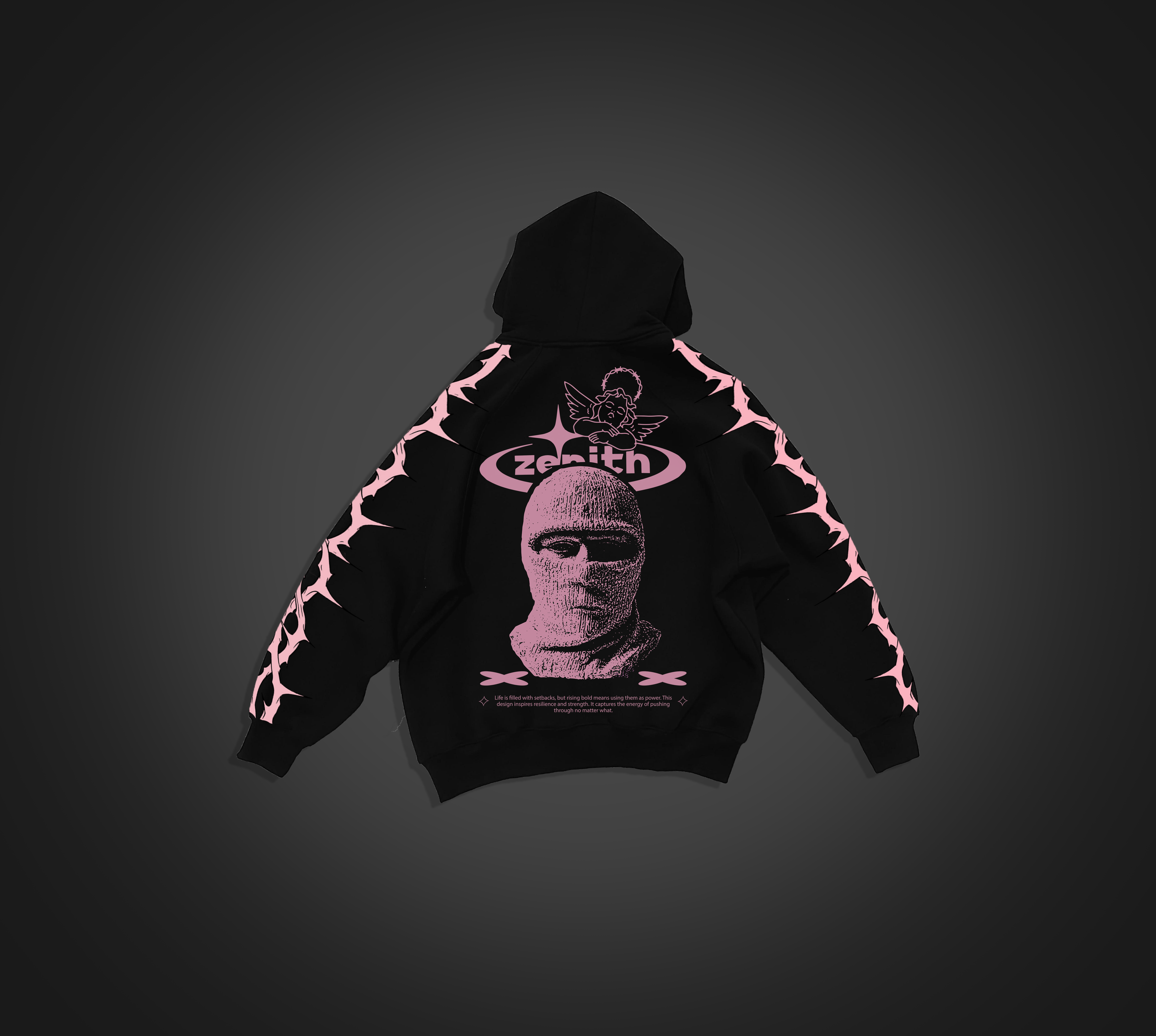 Ensemble Zenith – Black/Pink “Flames” (Hoodie + Jogger)