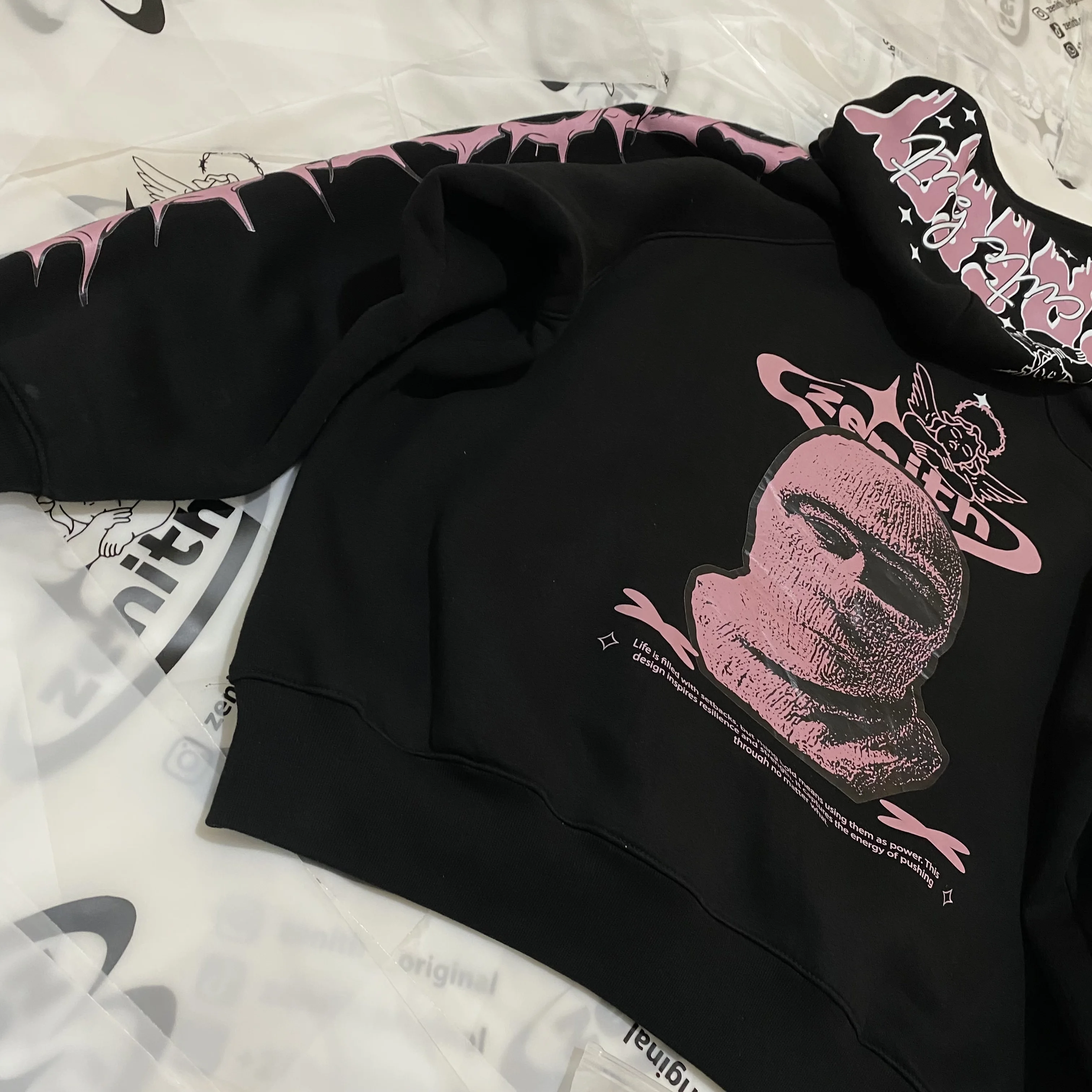 Ensemble Zenith – Black/Pink “Flames” (Hoodie + Jogger)