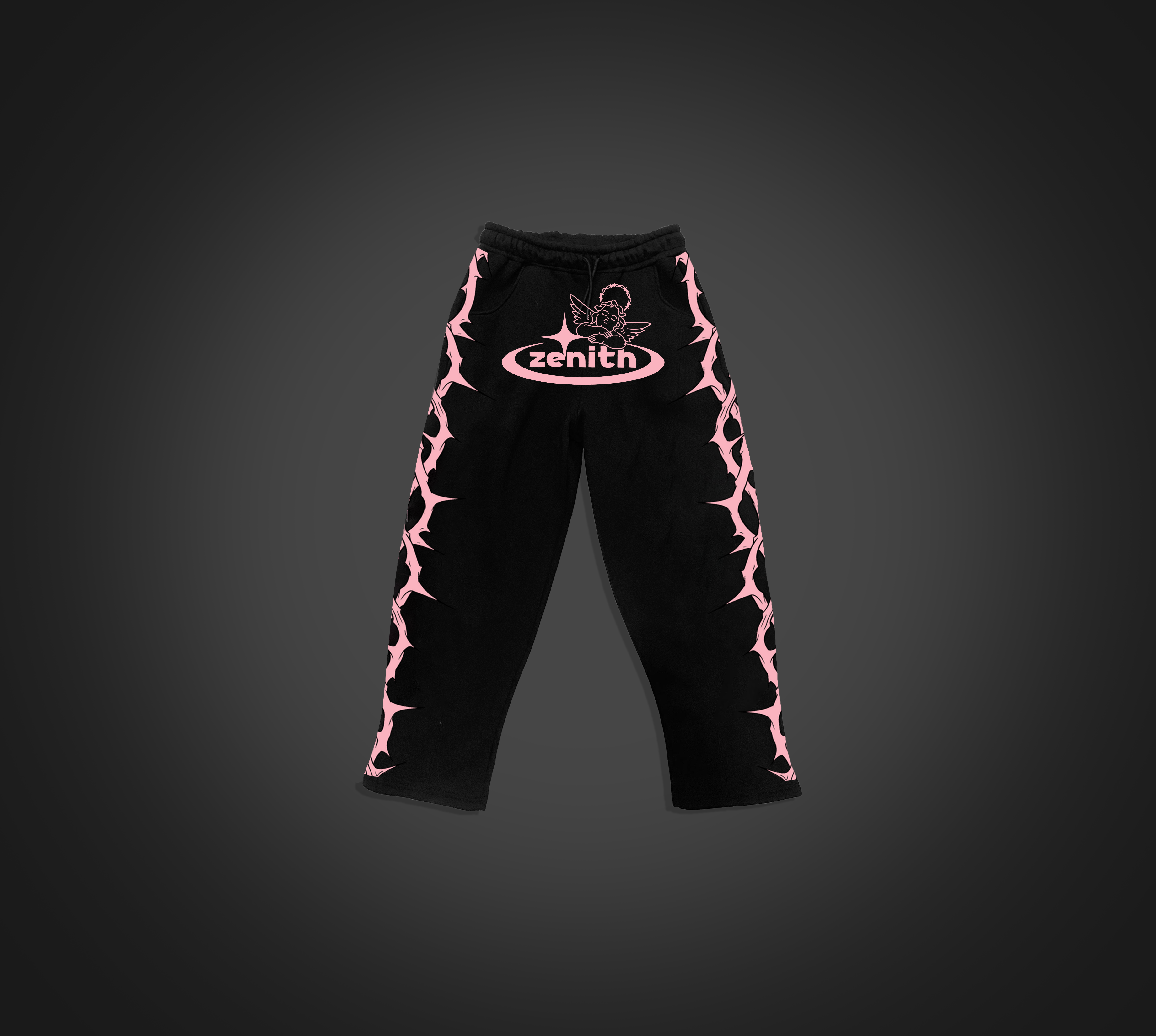 Ensemble Zenith – Black/Pink “Flames” (Hoodie + Jogger)