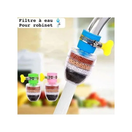 Mini Filtre à eau de Robinet Rond à Charbon Actif, à 5 Couches Home, Eau Purifiée
