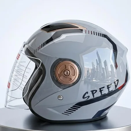 🔥casque moto FSJ grise brillant