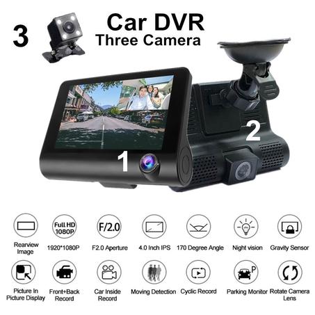 مرايا السيارة Dvr Dashcam ، 3 عدسات Full HD 1080P كاميرا
