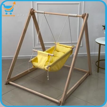 أرجوحة الأطفال الخشبية القابلة للطي - آمنة ومريحة لراحة طفلك