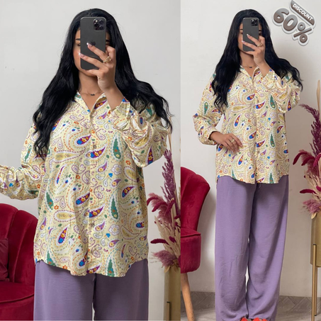 Ensemble en lin fleur