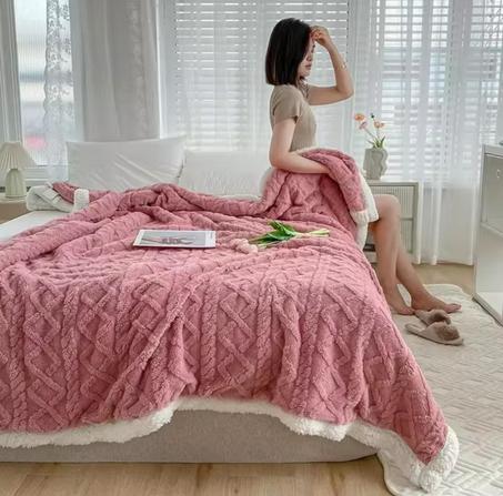 Couverture polaire sherpa - Design élégant 3D, super douce, moelleuse, chaude, confortable