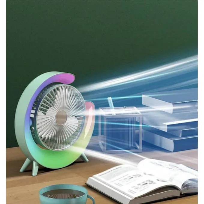 مروحة كهربائية محمولة بمصباح LED، قابلة للشحن، بثلاث سرعات، مناسبة للمكتب (copy)