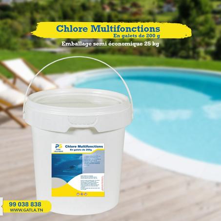 25 kg chlore multifonction en gales de 200 gr