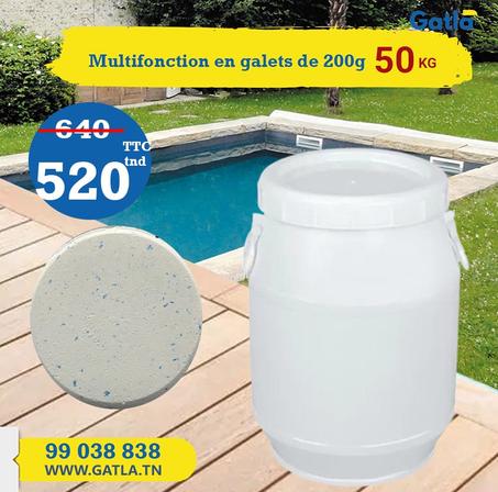 chlore multifonction 50 kg en galet de 200 g