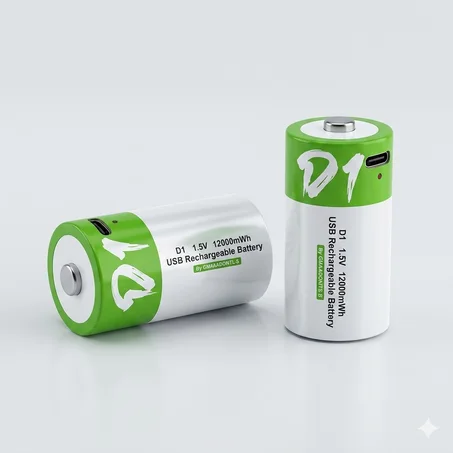 D1 rechargeable usb batteries Tybe C 1.5V  NEW D size 12000mwh Lipo lithium polymer battery