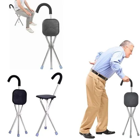 عصا مشي مع كرسي قابل للطي