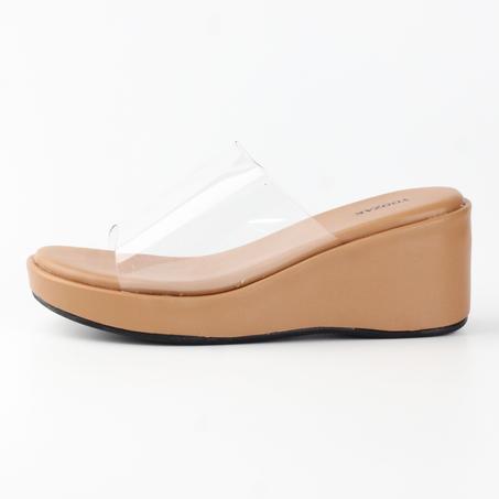 SANDALE COMPENSÉE TRANSPARENTE MARRON YZ487