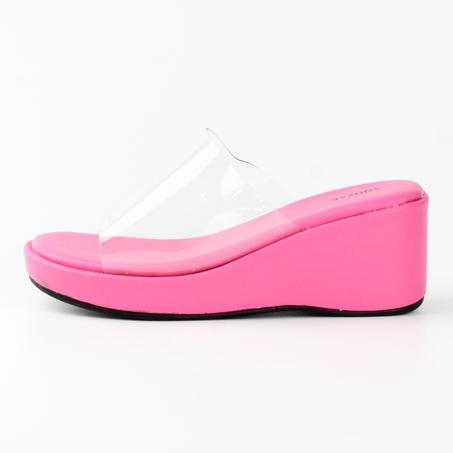 SANDALE COMPENSÉE TRANSPARENTE ROSE YZ487
