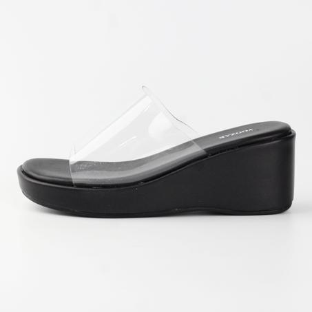 SANDALE COMPENSÉE TRANSPARENTE NOIR YZ487