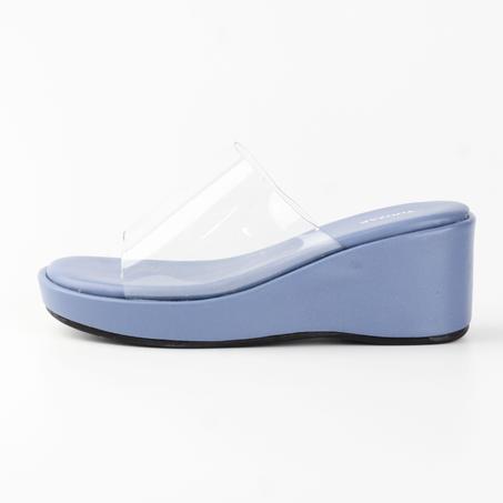SANDALE COMPENSÉE TRANSPARENTE BLEU YZ487