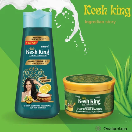 Kesh King Shampoing Ayurvédique Anti-Pelliculaire 200 ml + Kesh King Scalp & Hair Medicated Deep Repair Masque 200ml