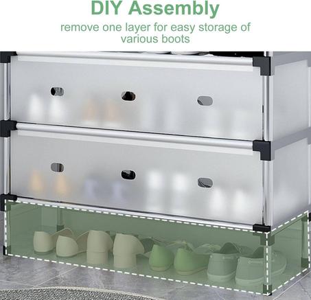 ✔️ منظم احذية من 7 طبقات مع باب لتخزين الاحذية مع غطاء مقاوم للغبار