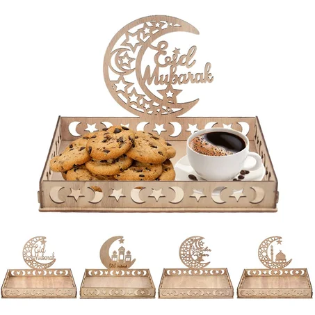 Eid Mubarak wooden food tray