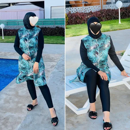 بوركيني سباحة صيفي للسيدات مكون من 4 قطع 🌞