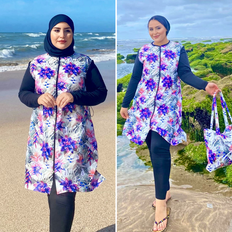 بوركيني نسائي5 قطع لسباحة و الرياضة REF 1097