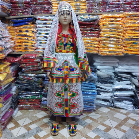 لـبـسـة تـقـلـيـديـة أمـازيـغـية كـامـلـة  صاية شبكة مطروزة ، من 3 سنوات إلى 6 سنوات