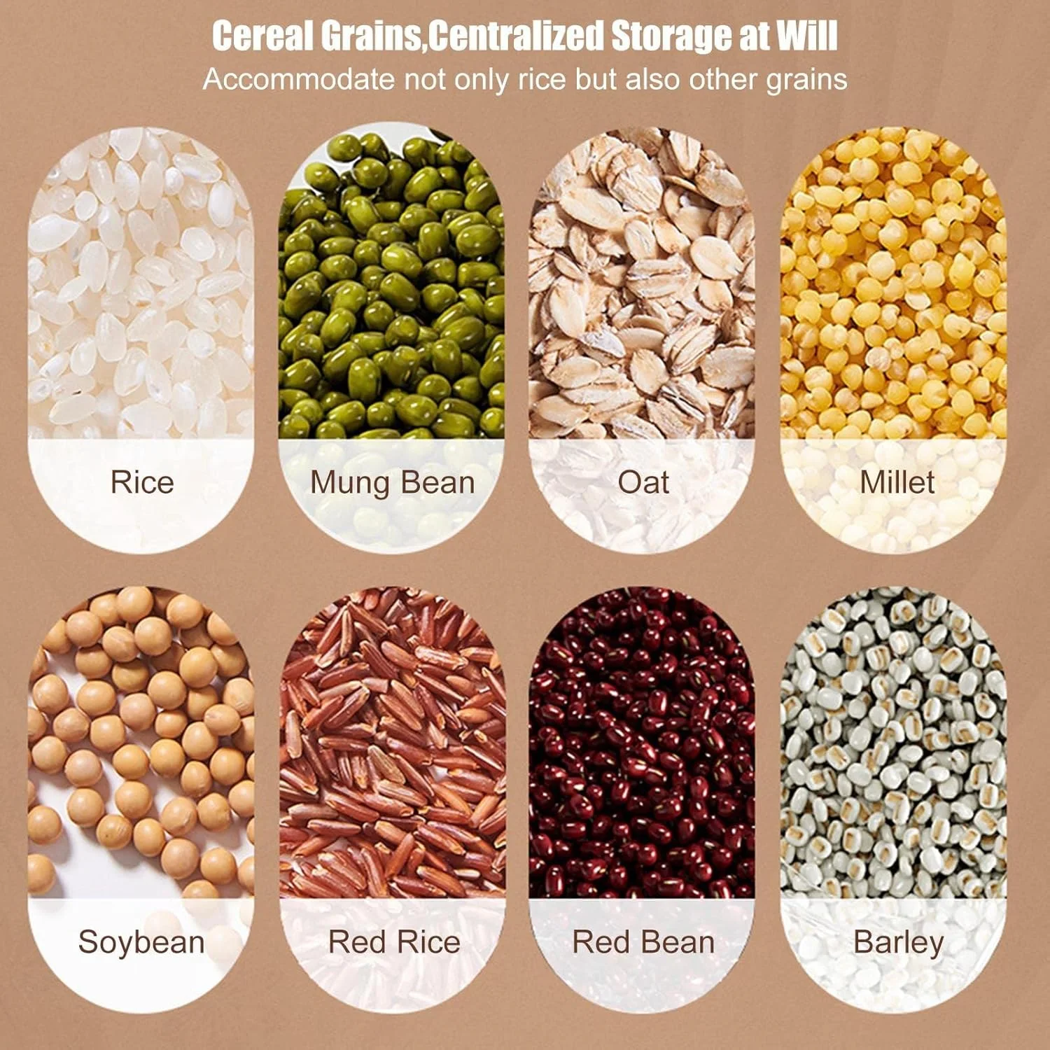 موزع صندوق طعام قابل للتكديس – موزع أرز وحبوب دوّار بـ 6 خانات (محكم الإغلاق) 🌾🍚