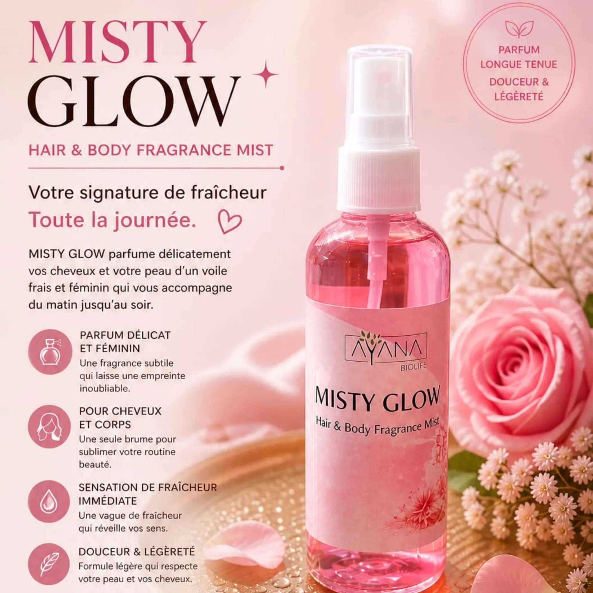 Brume parfumée cheveux corps Maroc | AYANA Biolife