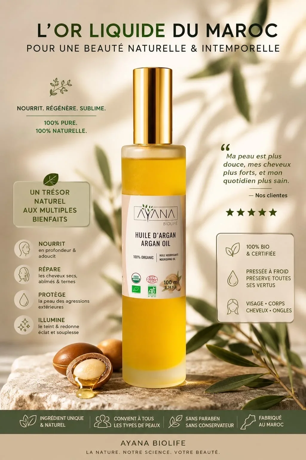 Huile d'Argan Biologique Maroc | AYANA Biolife