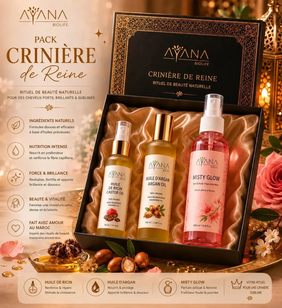 Pack Crinière de Reine — Rituel Capillaire Hebdomadaire Marocain