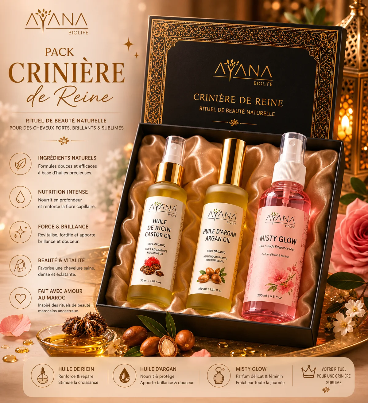 Pack Crinière de Reine — Rituel Capillaire Hebdomadaire Marocain