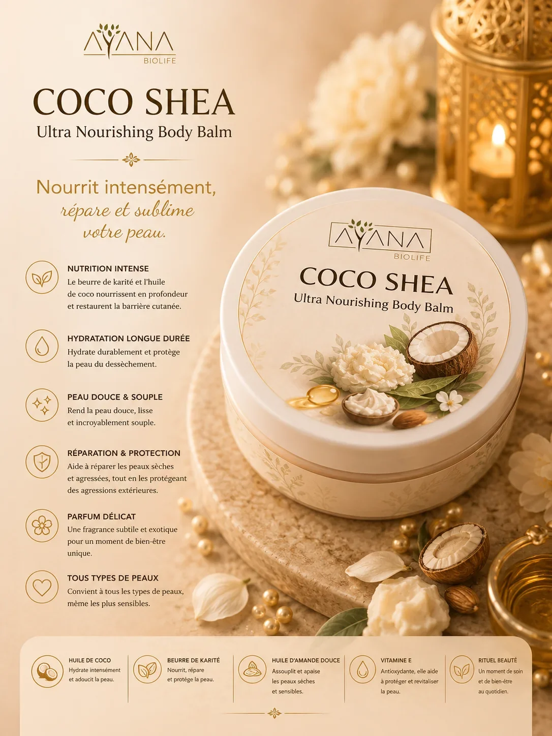 COCO SHEA — Baume Corporel Karité & Coco pour Peaux Très Sèches