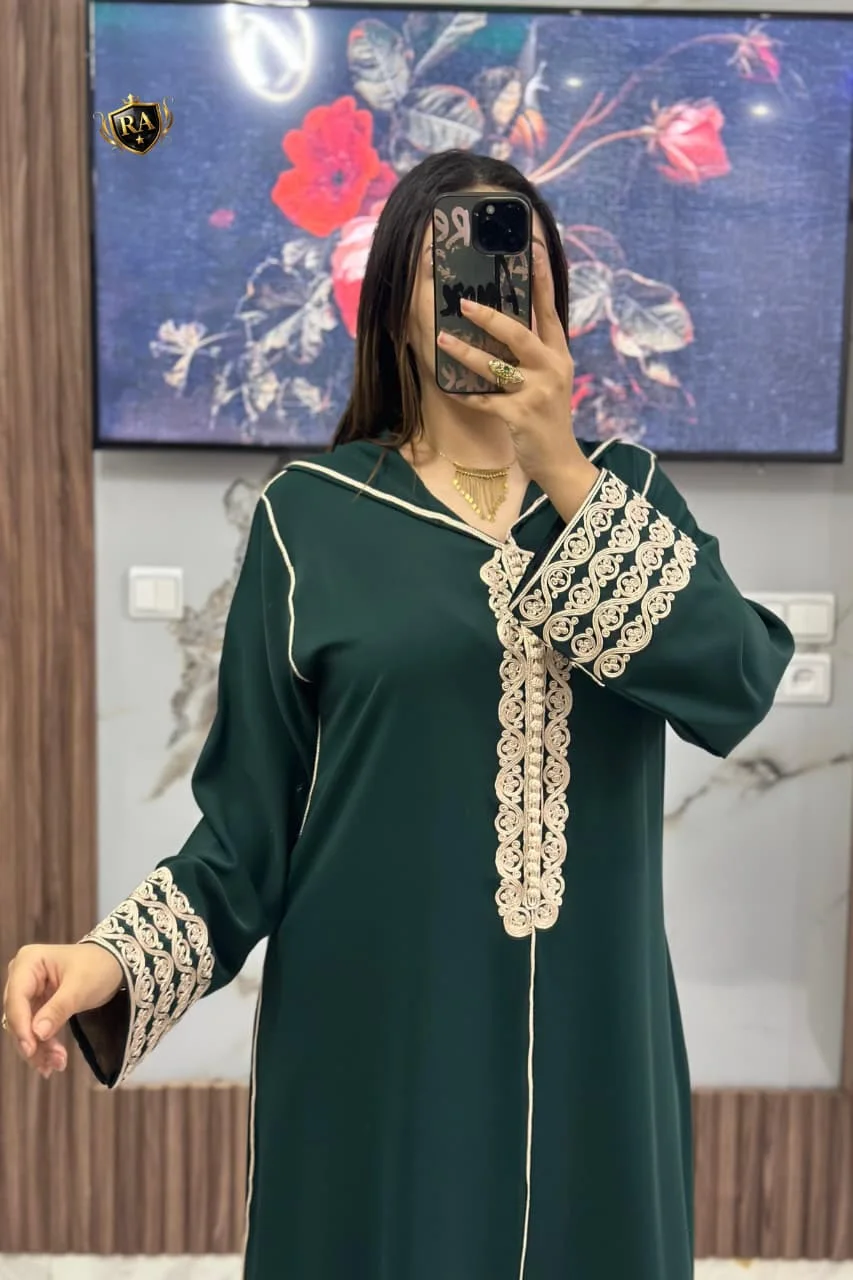 🔰 جلابة ثوب كريب بـ الطرز كاطفيل مع العقاد و اللقيطان