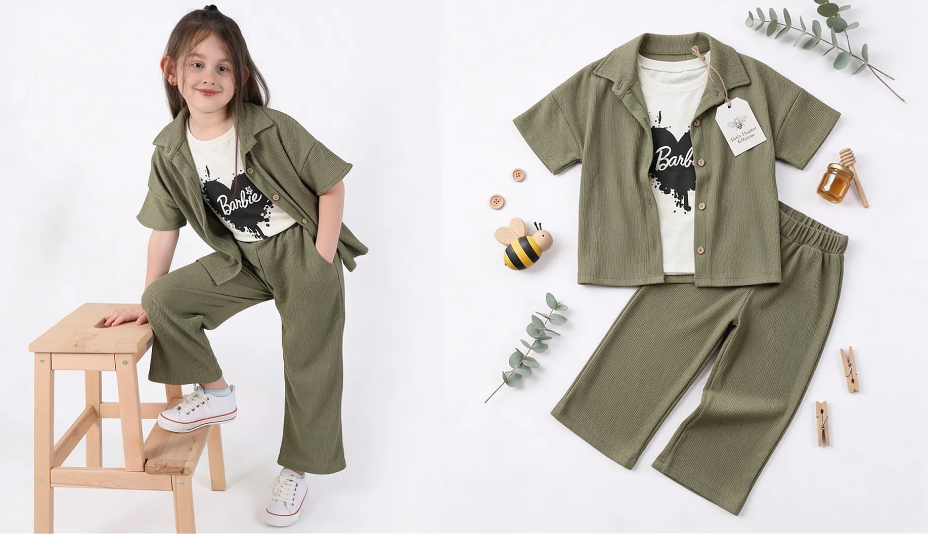 ✨ طقم صيفي أنيق للبنات كيخلي بنتك تبان ستايل وعصرية فكل بلاصة 👗💫