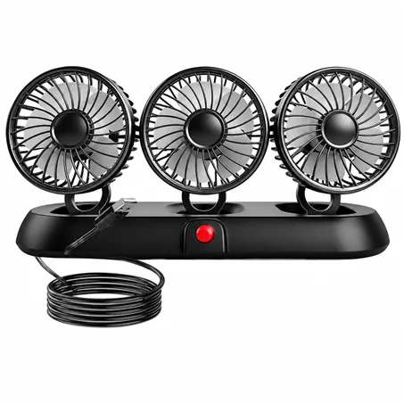 Ventilateur Triple 360° pour Voiture USB – Refroidissement 3 vitesse