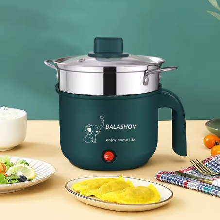 Compact Electric Non-Stick Cooker – Multifunctional Hot Pot and Steamer for 1-2 Persons