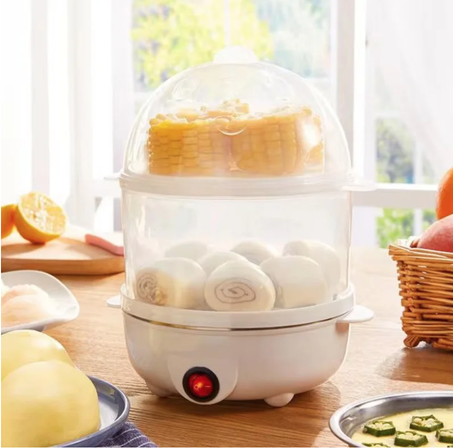 220V Multifunctional Electric Egg Cooker – Double-Layer Steamer & Breakfast Machine