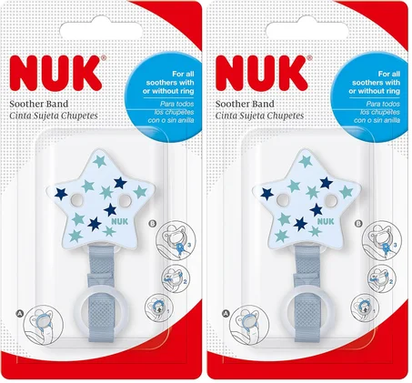 Attache-Sucette NUK Étoile Bleue, Chaîne à Maillons, Clip Sécurisé