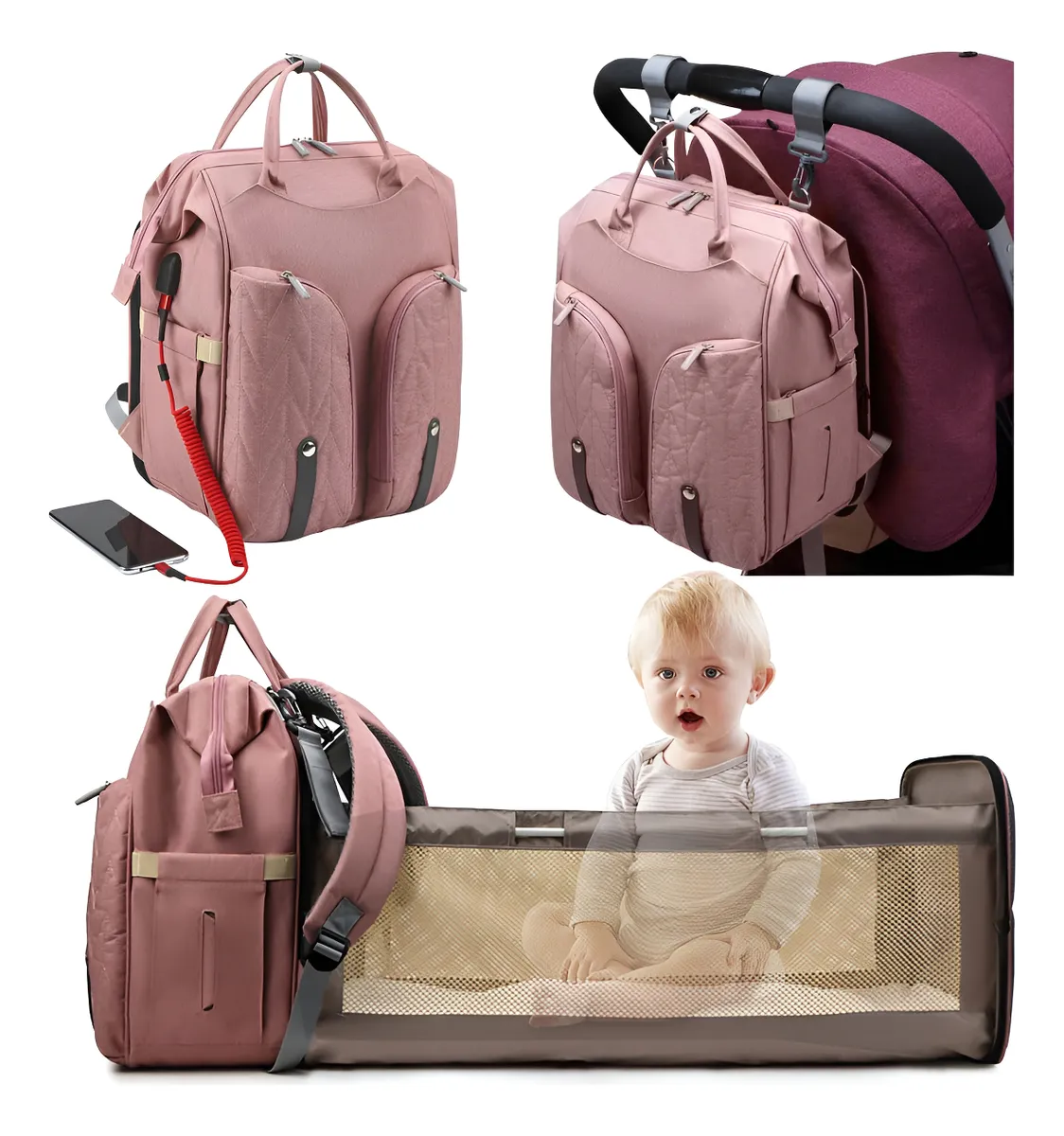 Mochila Sac à Dos à Langer Multifonction avec Matelas à Langer et Multiples Compartiments (copy)