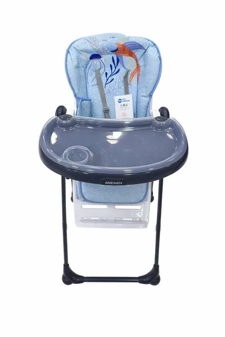 كرسي طعام للأطفال قابل للطي مع صينية قابلة للإزالة وحزام أمان