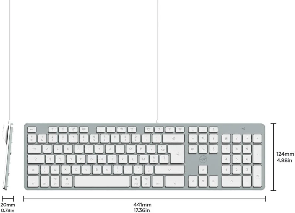 Mobility Lab USB Clavier français AZERTY filaire pour Mac – blanc et argenté